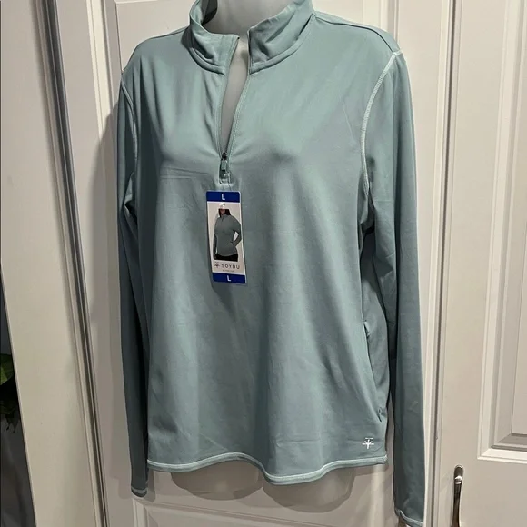 NEW Soybu Women's Long Sleeve Quarter Zip Mock Neck Active Top - Picture 8 of 9